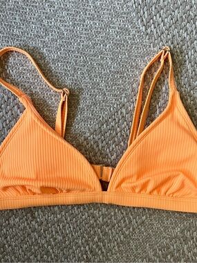 Xhilaration Orange Ribbed Triangle Bikini Top